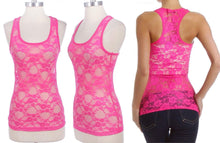 Sheer Floral Lace Racerback Tank Top