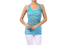 Sheer Floral Lace Racerback Tank Top