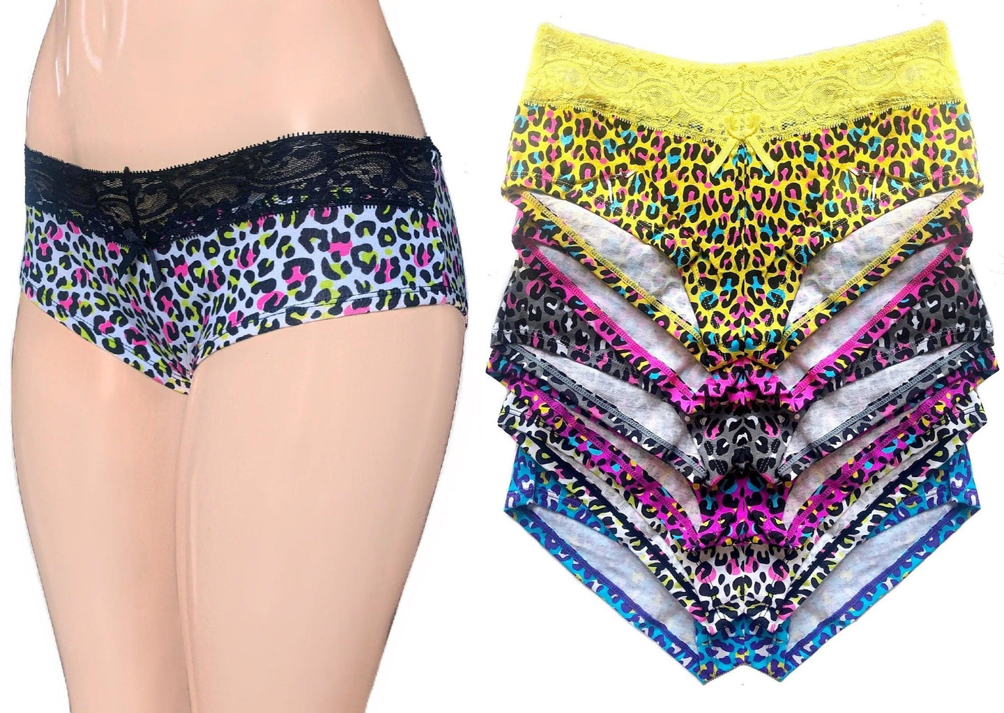 Colorful Animal & Lace Full Coverage Panties