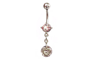 Stainless Steel Belly Rings - Dangling Hearts