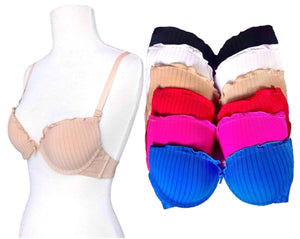 Full Coverage Striped Bras with Frilly Hems