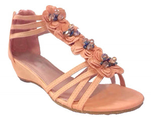 Crystal Beaded Floral Strappy Sandals