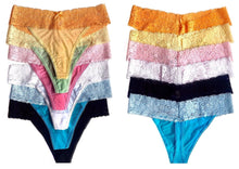 Sheer Bikini Thongs with Wide Lace Waistband