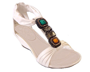 Bright Gemstone Wedge Sandals