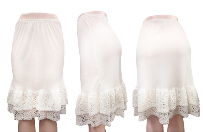 Skirt Slip Extender with Crochet Lace Hem