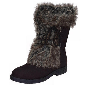Adjustable Strap Fur Suede Boots