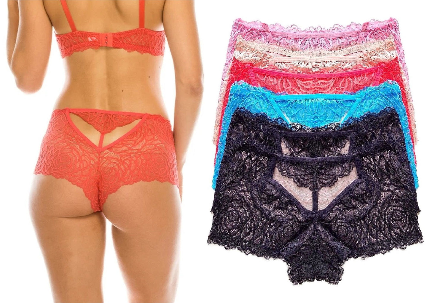 Scalloped & Sheer Lace Boyshort Panties