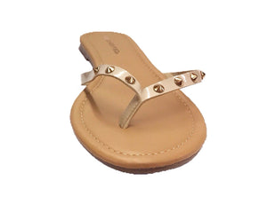 Slip-On Studded Flat Thong Sandals