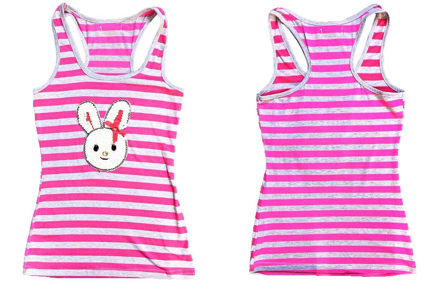 Striped Tank Tops & Shirts with Pearl Rhinestones