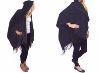 Draped Over the Shoulder Shawl Wrap with Hoodie