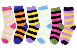 Colorful Stripped Fashion Crew Socks (12-Pairs)