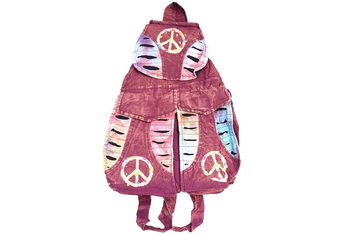 Peace Sign Hippie Patchwork Backpack