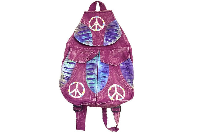 Peace Sign Hippie Patchwork Backpack