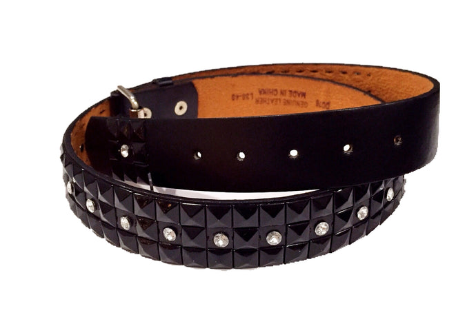 Studded Black Leather Belt