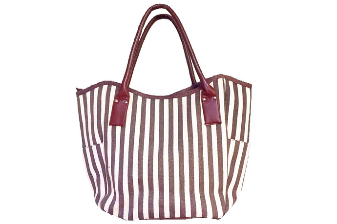 Fabric Casual Swing Tote Bag - Brown