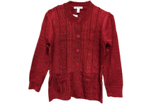 Chunky Cable Knit Sweater Cardigan (Wine Red)