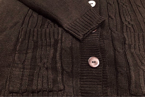 Chunky Cable Knit Sweater Cardigan (Black I)