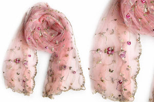 Allover Sheer Rose Lace Oversized Scarf