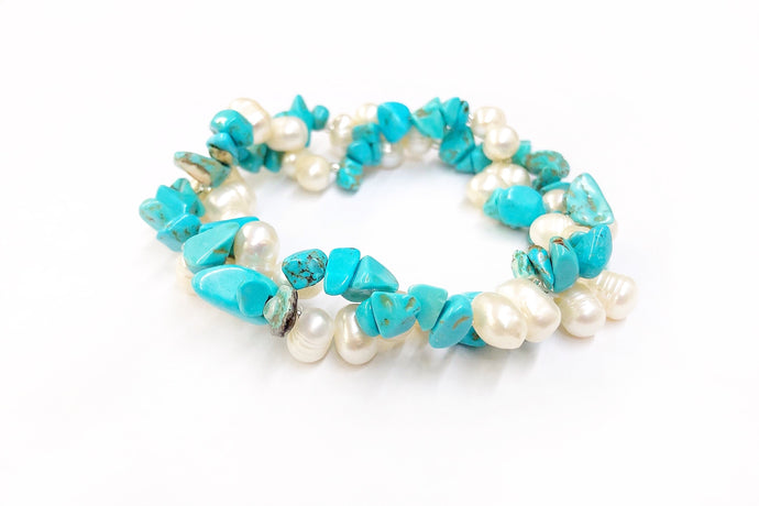Freshwater Pearl & Turquoise Gemstone Bracelets