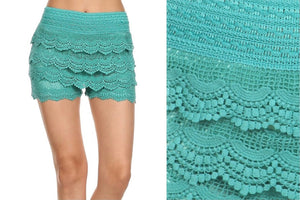 Women's Tiered Layer Crochet Lace Shorts