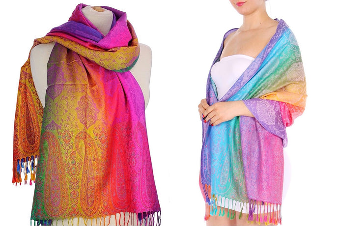 Rainbow Lightweight Pashmina Scarf Wrap