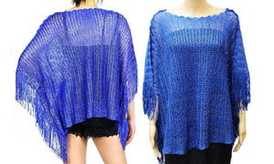 Sheer & Oversized Sequin Pullover Poncho Cover with Tassels