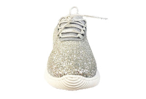 Metallic Glitter Platform Flat Sneakers