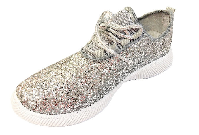 Metallic Glitter Platform Flat Sneakers