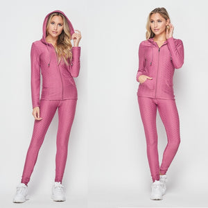 Active Brazilian Zip Up Hoodie Butt Lift Leggings Pants Set