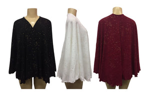 Draped Shawl Wrap Poncho Cape with Gold Flakes